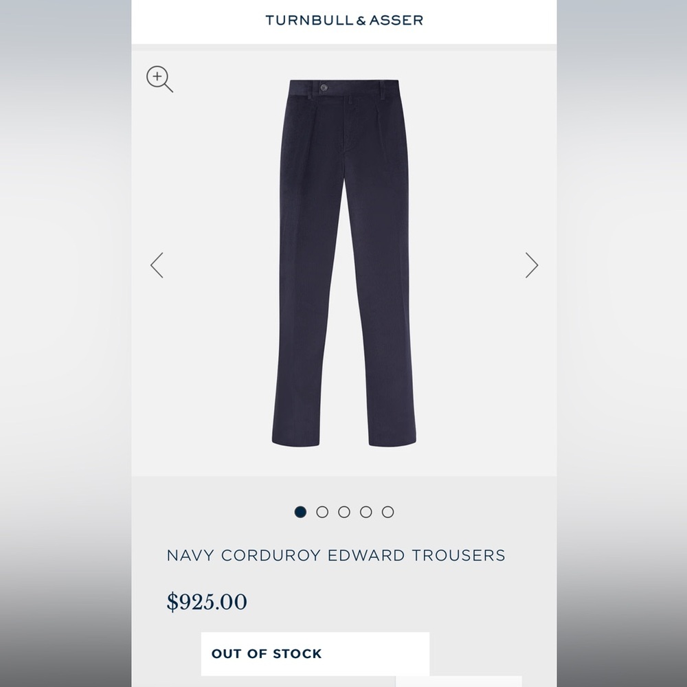 NAVY CORDUROY EDWARD TROUSERS 100% authentic